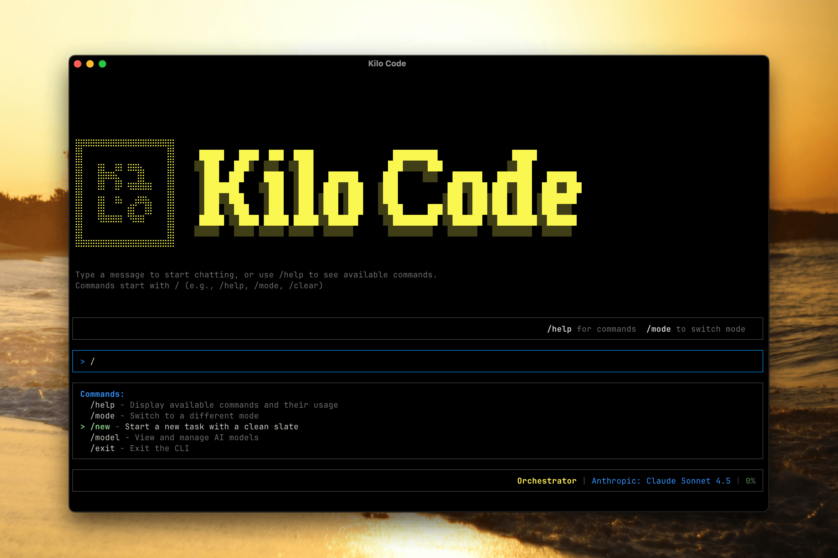 Kilo Code CLI Welcome Screen